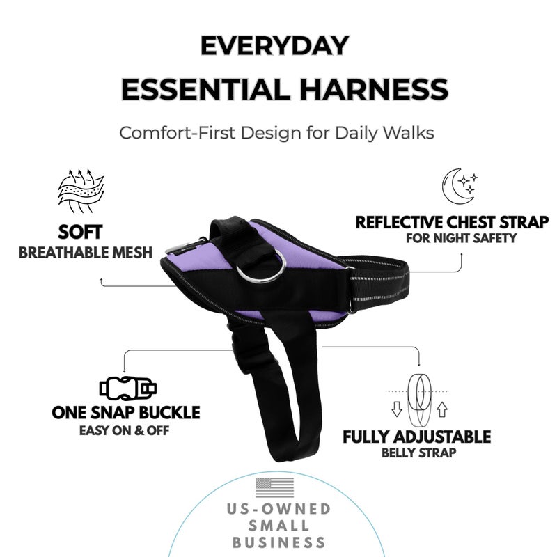 ShawnCo Essential Dog Harness, No-Pull Pet Vest with 3 Leash Clips, No Choke, Reflective, Adjustable and Padded, for Easy Walking and Training for Small, Medium and Large Dogs (ICY Lilac, L) - Image 2