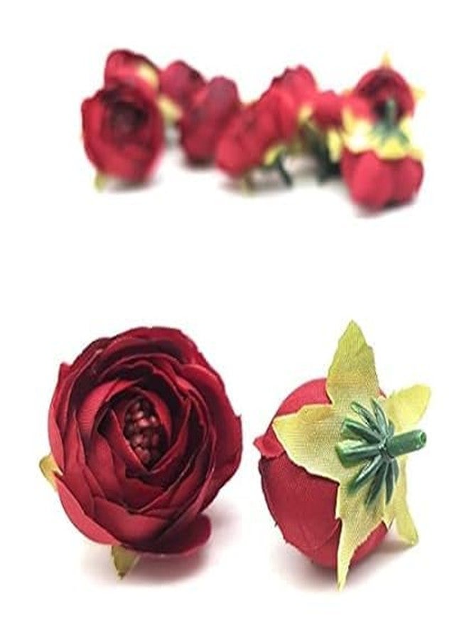 DeLush 12 Pcs Artificial Peony Fake Fabric Head Rose Flowers for Home, Gift, Mandir Pooja Table, Cake Decor, Valentine Bouquet Making Decoration (4 cm) (Light Purple) (Red) - Image 3