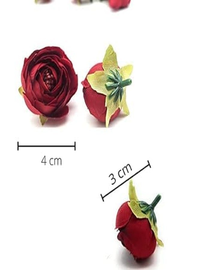 DeLush 12 Pcs Artificial Peony Fake Fabric Head Rose Flowers for Home, Gift, Mandir Pooja Table, Cake Decor, Valentine Bouquet Making Decoration (4 cm) (Light Purple) (Red) - Image 4