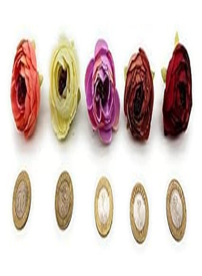 DeLush 12 Pcs Artificial Peony Fake Fabric Head Rose Flowers for Home, Gift, Mandir Pooja Table, Cake Decor, Valentine Bouquet Making Decoration (4 cm) (Light Purple) (Red) - Image 5