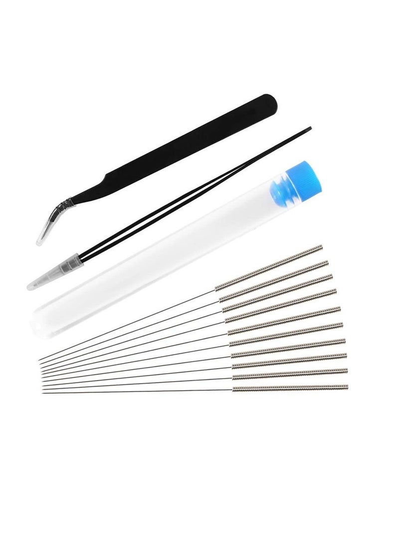 Y&D 13 Pcs Printer Nozzle Cleaning Tool Kit - 0.4mm Stainless Steel Needles incl 2 x Tweezers Filament Clog Cleaner 3D Accessories  - Image 1