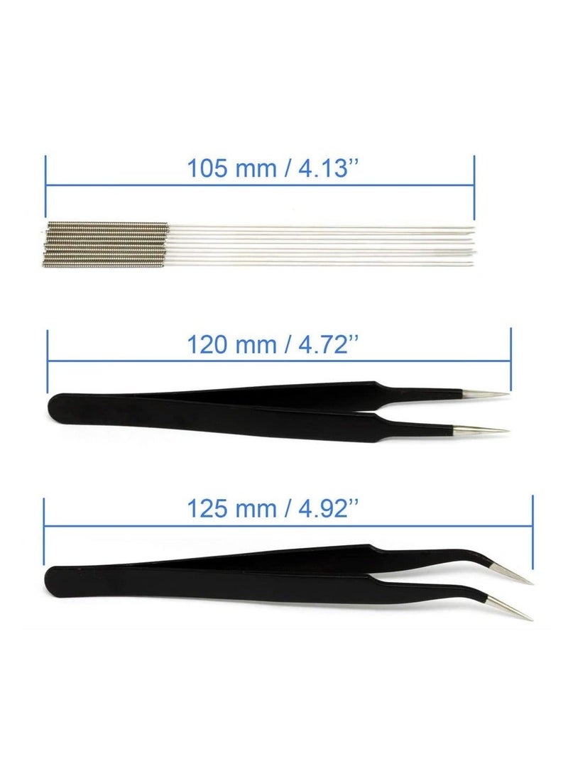 Y&D 13 Pcs Printer Nozzle Cleaning Tool Kit - 0.4mm Stainless Steel Needles incl 2 x Tweezers Filament Clog Cleaner 3D Accessories  - Image 2