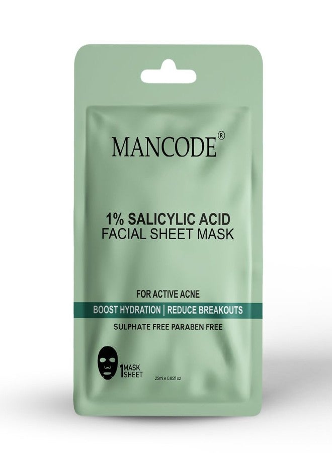 كود الرجل قناع الوجه الورقي مانكود بحمض الساليسيليك 1%، 25 مل، يعزز الترطيب، يقلل من ظهور البثور وحب الشباب النشط، يصغر المسام، يفتح البشرة ويعزز إشراقتها. قناع ورقي كوري للرجال والنساء، مجموعة أقنعة ورقية، عبوة من 5 قطع. - Image 2