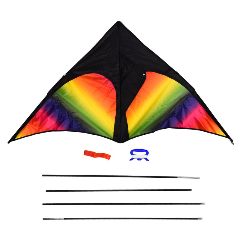 Triangle Kite: 150cm Wide x 75cm Long, Tear-Resistant 210T Polyester - Brightly Colored, Portable Folding Design Kite for All Ages, Beach, Garden & Outdoor Family Activities - Image 1