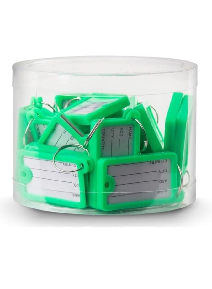 Rubik Large Plastic Key Tags with Labels 30pcs Pack, Durable Key Rings with Labels For Keys Identification, Luggage, Hotels (Green)  - Image 1