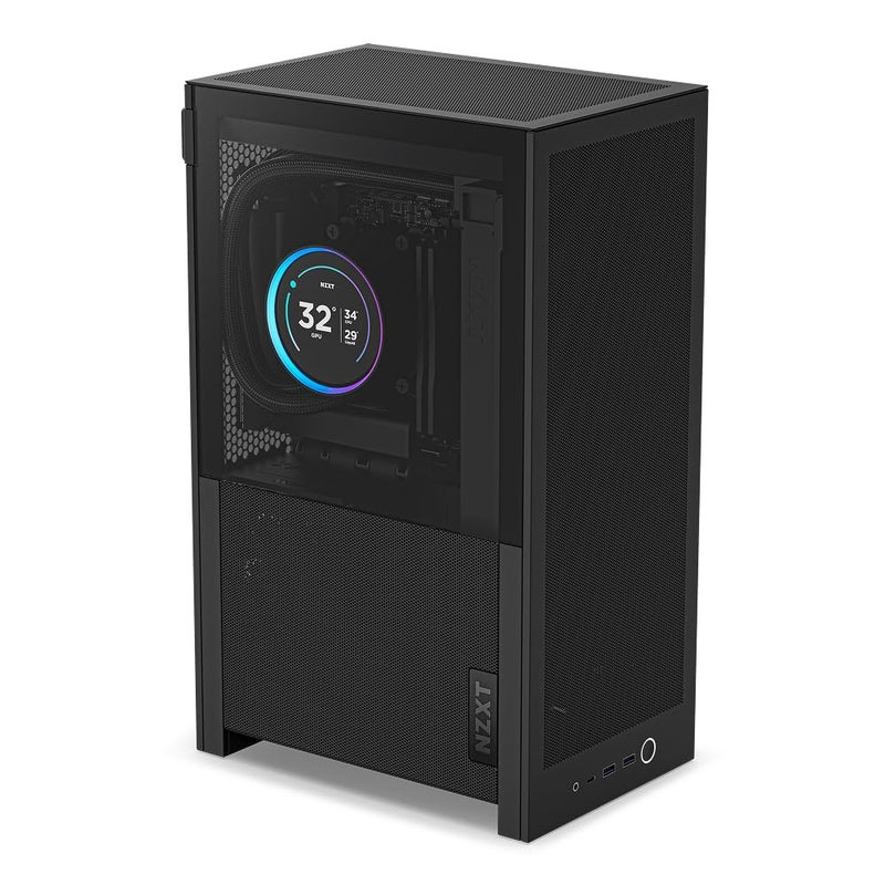 NZXT H2 Flow â€“ Mini-ITX 20.7L High Airflow PC Case â€“ Includes 2 x 120mm Top Fans & PCIe 5.0 Riser Cable â€“ 331mm GPU â€“ 280mm Radiator â€“ Black - Image 1