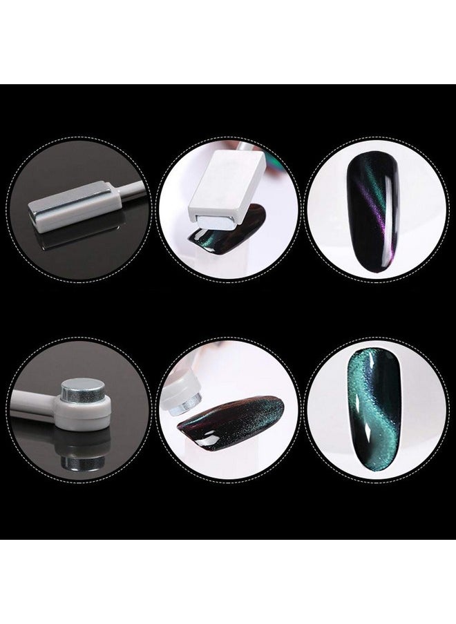 lasenersm 2 Pieces Magnet Stick Double-head Nail Magnet Stick Cat Eye Magic Magnet Stick for 3D Magnetic Cat Eye Gel Magic Nail Art Manicure Tool, Black  - Image 3