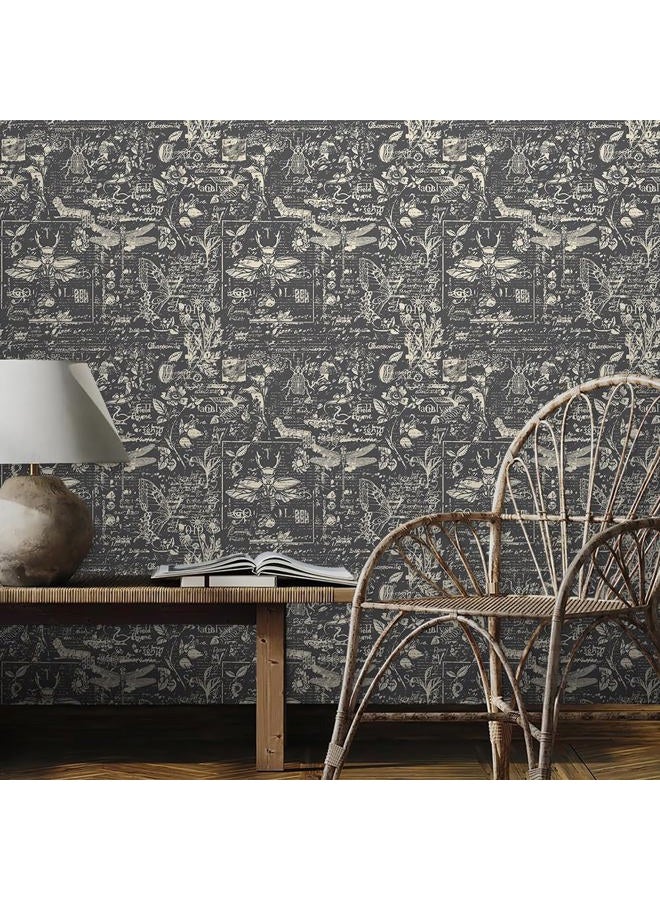 REDAMANCY Ash Black Grey Insects Animals Speimen Sketch Abstract Art Modern Peel and Stick Wallpaper Stick on Contact Paper Wall Paper Easy Peel Off for nightstand Drawer Cabinet Renter - Image 3