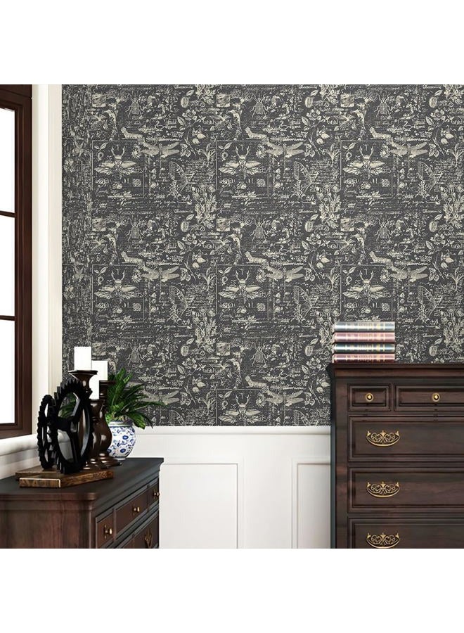 REDAMANCY Ash Black Grey Insects Animals Speimen Sketch Abstract Art Modern Peel and Stick Wallpaper Stick on Contact Paper Wall Paper Easy Peel Off for nightstand Drawer Cabinet Renter - Image 2