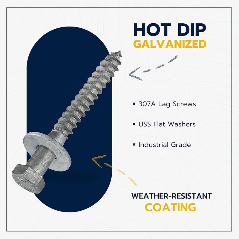 MAKERS BOLT 3/8 x 3 (50 Pack) Lag Screw Kit, 50 Screws and 50 washers, Hot Dip Galvanized, Meets ASME B18.2.1 Industrial/Commercial Grade by Makers Bolt - Image 3