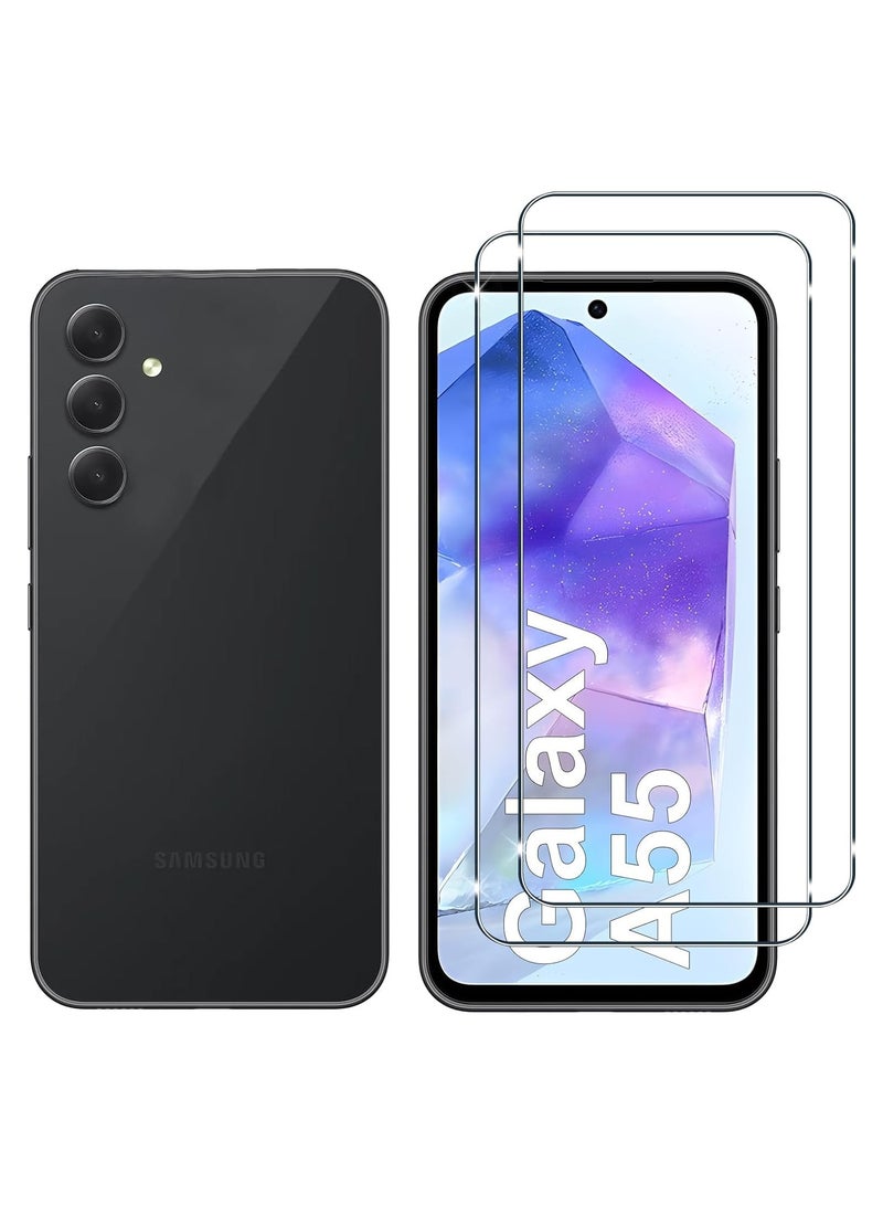 2 Pack Screen Protector for Samsung Galaxy A55 Tempered Glass Screen Shatterproof Anti Scratch Glass compatible with Samsung Galaxy A55  - Image 1