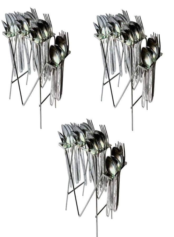12FOR COLLECTION Steel Cutlery Stand for Dining Table/Cutlery Rack for 24 Pieces/Spoon Stand/Holder/chammach Stand, ONLY Stand (TRIYANGLE Shape Pack of 3) - Image 1