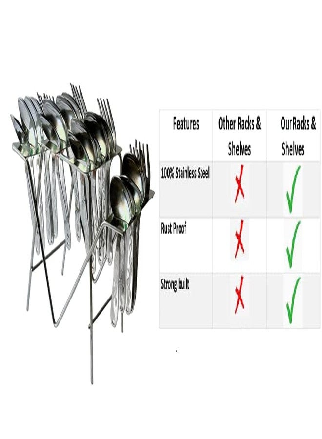 12FOR COLLECTION Steel Cutlery Stand for Dining Table/Cutlery Rack for 24 Pieces/Spoon Stand/Holder/chammach Stand, ONLY Stand (TRIYANGLE Shape Pack of 3) - Image 5