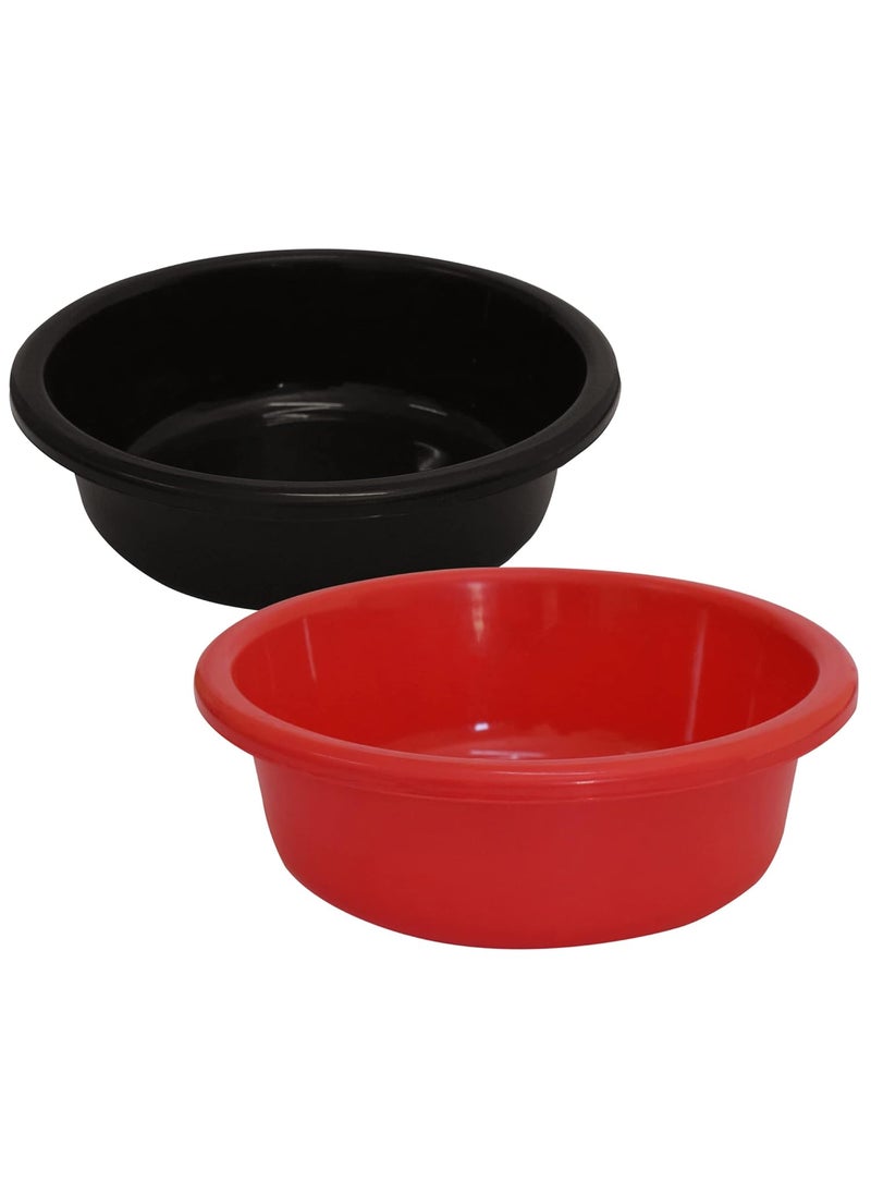 Kuber Industries Kuber Industries Multiuses Unbreakable Plastic Knead Dough Basket/Basin Bowl For Home & Kitchen 6 Ltr- Pack of 2 (Black & Red)  - Image 1