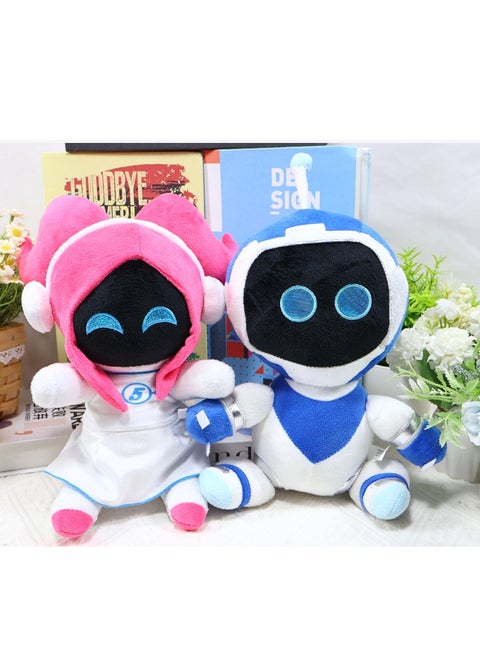 Astro Bot Plush Rescue Mission Creative Stuffed Toy Figures with Poseable Limbs,2pcs (Robot Boy and Girl Set)