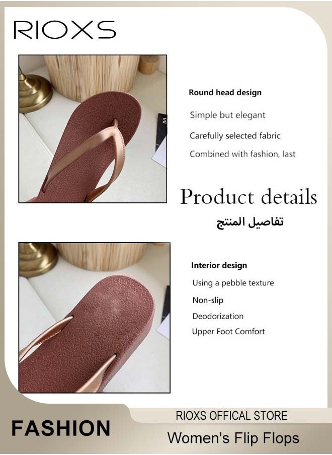 RIOXS Women's Flip Flops, Casual Low Heel Slippers, Non Slip Flip Flops For Women, Beach Thong Slide Slippers, Comfortable Slip Ons, Home Slippers, Bathroom Flip-flops, Shower Slippers, Outdoor Trips Slippers  - Image 3