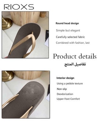Women's Flip Flop Slippers, Chunky Heel Slippers for Women, Non-Slip Thick Sole Platform Slippers, Ladies Casual Thong Sandals, Cozy Shower Slippers, Slides Sandal Slippers, Leisure Flip Flop for Women, Indoor Outdoor Slippers for Bathroom Beach Sand Pool Deck, Brown Flip-Flops - view 4