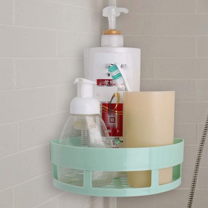PICKVILL Corner Shelf Bathroom Kitchen Rack Self Adhesive Shower Caddy Plastic Triangle Wall Mount Storage Basket (Random Color) - 1 Pc - Image 5