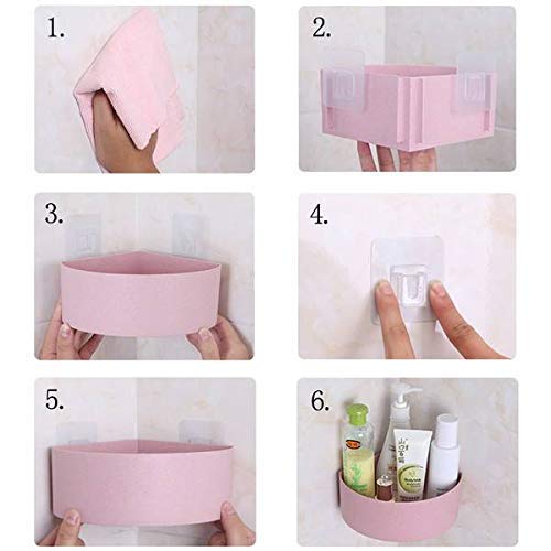 PICKVILL Corner Shelf Bathroom Kitchen Rack Self Adhesive Shower Caddy Plastic Triangle Wall Mount Storage Basket (Random Color) - 1 Pc - Image 3
