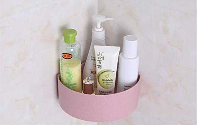 PICKVILL Corner Shelf Bathroom Kitchen Rack Self Adhesive Shower Caddy Plastic Triangle Wall Mount Storage Basket (Random Color) - 1 Pc - Image 2