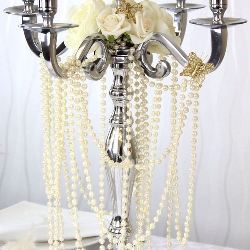 Ltvystore Christmas Tree Decoration Roll Bead 6mm, 82Feet Garland Faux Pearl Beads Chain Beige, Party Wedding Bridal Bouquet Crafts Bridal Bouquet Crafts Pearl String - Image 4