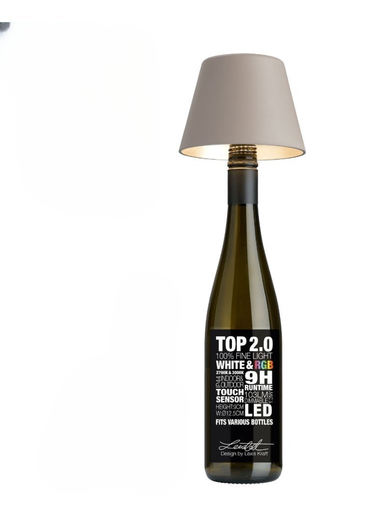 Sompex Top 2.0 Bottle Table Lamp (Matte Finish) | indoor & outdoor use | IP 44 Splashproof | 3 metallic colours | Stepless touch with dimmable and memory functions | 12.5x11 cm - Sand - Image 1