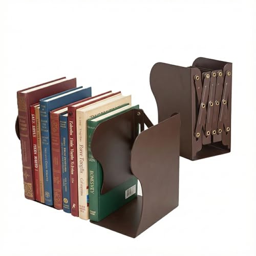 oddpod Premium Expandable Metal Bookends For Office Decor/Book Shelf/Living Room/Home Décor 6038 7.5"- Brown - Image 1
