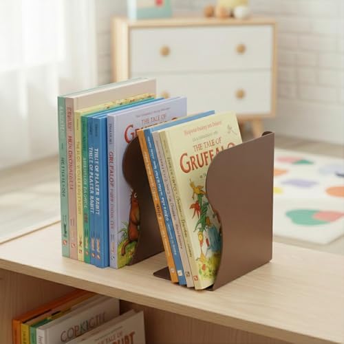 oddpod Premium Expandable Metal Bookends For Office Decor/Book Shelf/Living Room/Home Décor 6038 7.5"- Brown - Image 2