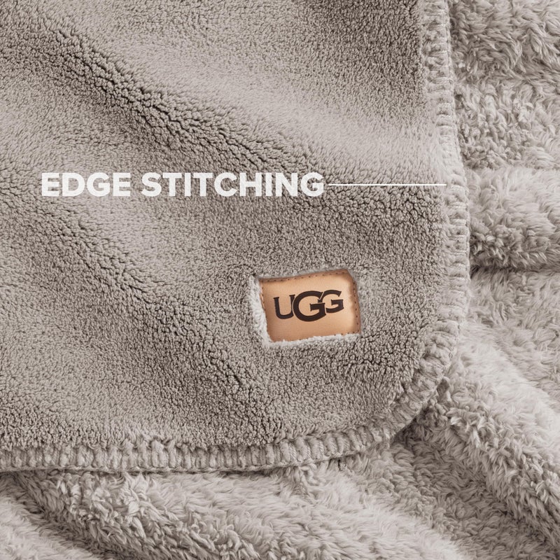 UGG Whitecap Full/Queen Blanket, Fleece Fluffy Blanket for Bed, Luxury Cozy Oversized Throw for Couch, Washable Queen Bedding, Hypoallergenic Bedding Queen Size, 90" x 90", Seal Grey - Image 5