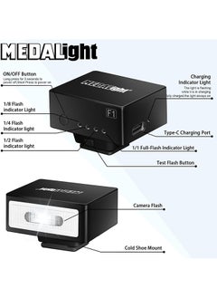 Generic F1 Mini Camera Flash Camera Flash Speedlite for Ricoh (GR3/GR3X,etc.) Nikon/Canon/Fuji,Digital Film Cameras,Mini hot Shoe Flash for DSLR Camera（Not Compatible for Sony ZV-1F.  - Image 2