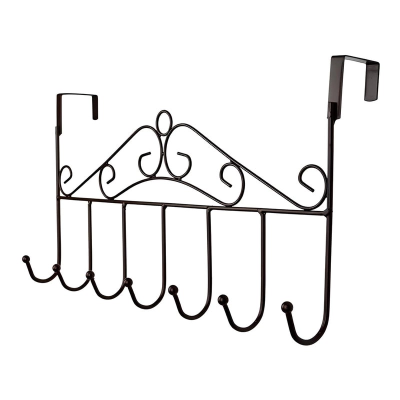 Riviox Riviox 7 Hooks Door Hanger Metal Hanging Rack for Home Office Use No Drilling Required Hooks for Clothes Purses Towel Scarf Belt Hat etc Metal Hanging Rack Organizer  - Image 1