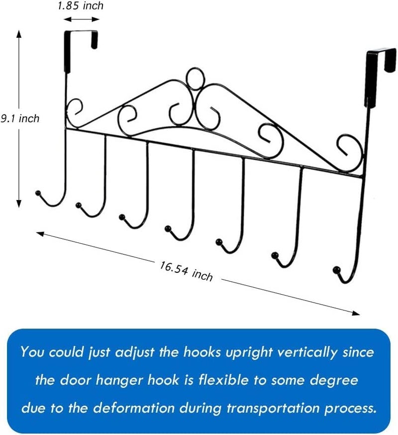 Riviox Riviox 7 Hooks Door Hanger Metal Hanging Rack for Home Office Use No Drilling Required Hooks for Clothes Purses Towel Scarf Belt Hat etc Metal Hanging Rack Organizer  - Image 5