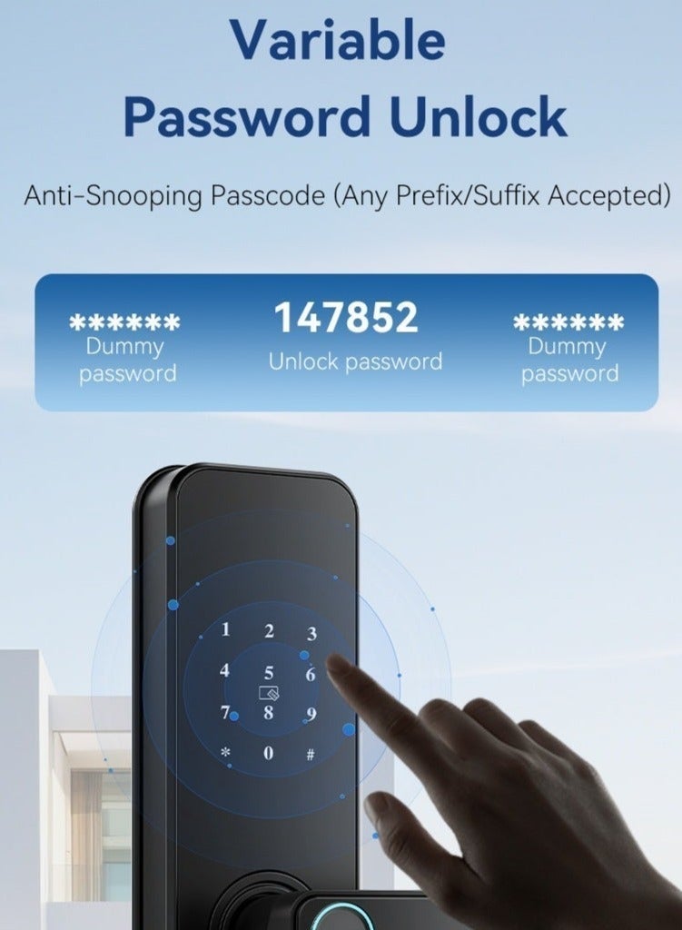 Smart Door Lock with Biometric Fingerprint, App Control, Virtual Passcode, and Anti-Theft Alarm - Keyless Digital Entry for Home & Office - Image 2
