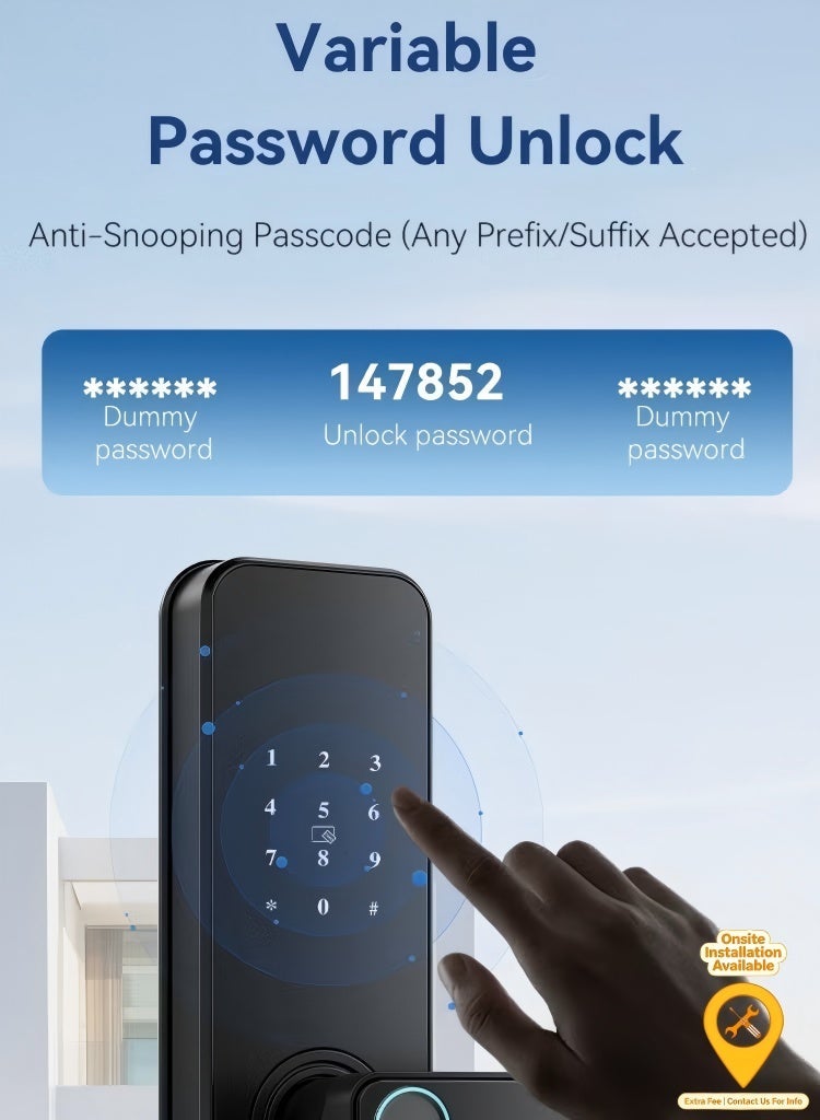 Smart Door Lock with Biometric Fingerprint, App Control, Virtual Passcode, and Anti-Theft Alarm - Keyless Digital Entry for Home & Office - Image 2