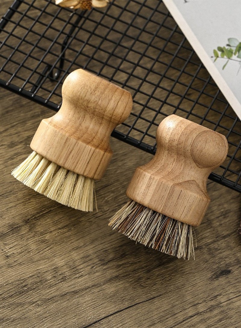 Kitchen dish brush Wooden handle and sisal coconut Multifunctional cleaning tools kitchen scrubbing brush With draining stand  - Image 2