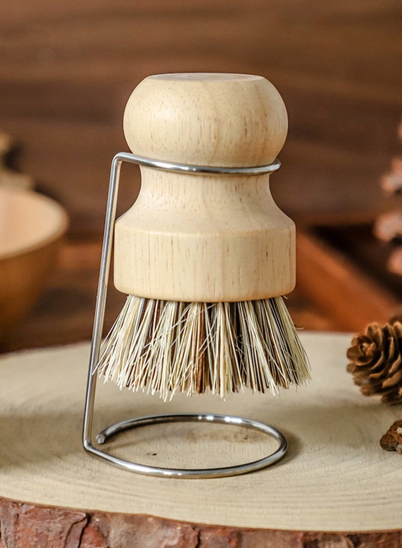 Kitchen dish brush Wooden handle and sisal coconut Multifunctional cleaning tools kitchen scrubbing brush With draining stand  - Image 3