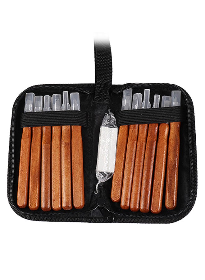 12-Piece Woodcut Cutter Sculpture Carving Tool Set With Case Beige/Silver  - Image 1