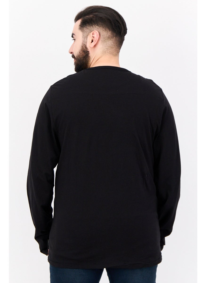 French Connection - Men Round Neck Long Sleeves Brand Logo T-Shirt, Black - Image 1