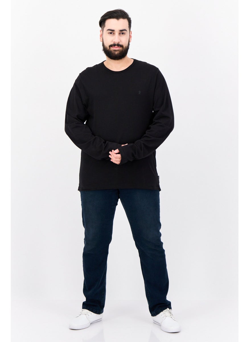 French Connection - Men Round Neck Long Sleeves Brand Logo T-Shirt, Black - Image 1
