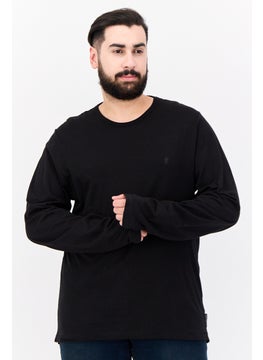 French Connection Men Round Neck Long Sleeves Brand Logo T-Shirt, Black  - Image 1