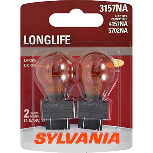 SYLVANIA 3157NA Long Life Mini Bulb - Amber Automotive Light Bulb - Car Signal Light Bulb Ideal for Parking, Side Marker & Turn Signal Applications - 2 Bulbs - Image 1
