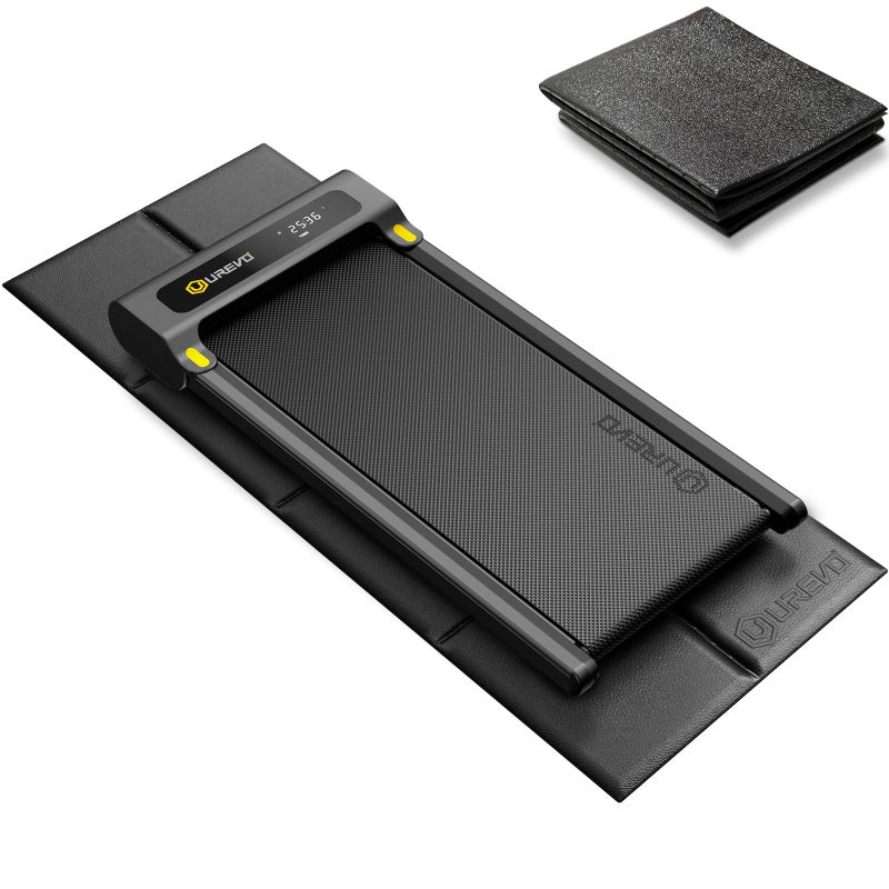 UREVO حصيرة تريدميل قابلة للطي من يوريفو، حصائر دراجات التمارين الرياضية لصالة الألعاب الرياضية المنزلية، حصيرة معدات التمارين الرياضية المقاومة للماء وغير القابلة للانزلاق لحماية الأرضيات للدراجات الداخلية، آلة التجديف، البيضاوي - Image 1