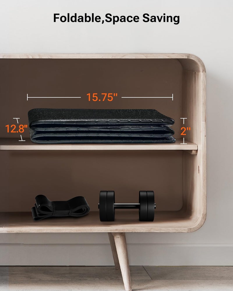 UREVO حصيرة تريدميل قابلة للطي من يوريفو، حصائر دراجات التمارين الرياضية لصالة الألعاب الرياضية المنزلية، حصيرة معدات التمارين الرياضية المقاومة للماء وغير القابلة للانزلاق لحماية الأرضيات للدراجات الداخلية، آلة التجديف، البيضاوي - Image 2