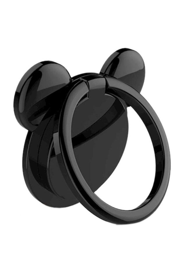 NIBEMINENT Cartoon Bear Head Finger Ring Holder For Mobile Phone Black  - Image 1