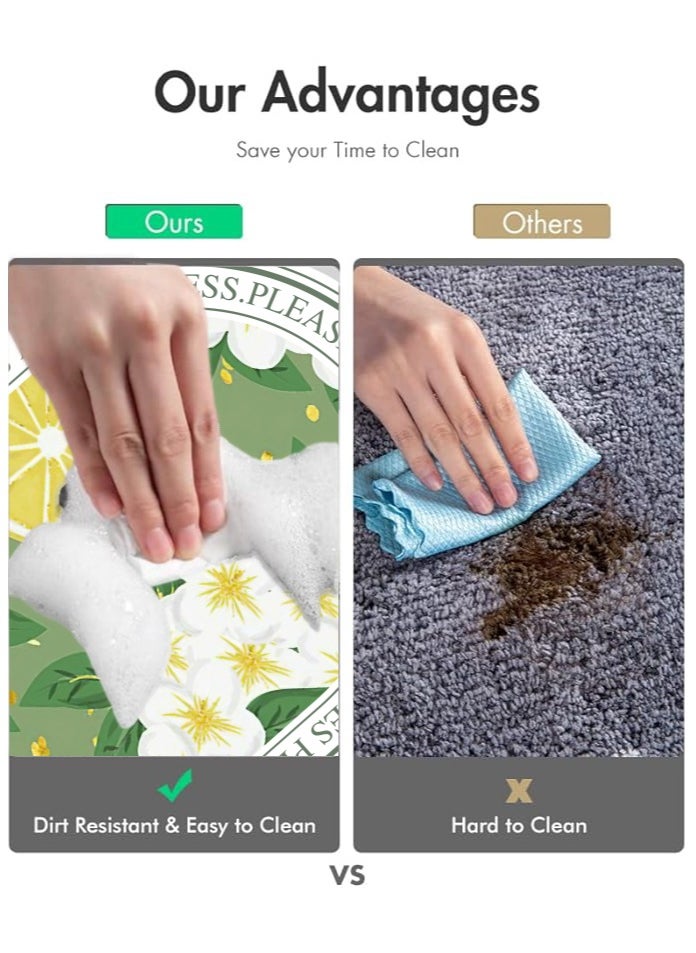 LESTER LESTER Bathroom Mat, Quick Drying Bathroom Carpet, Non-Slip Entrance Doormat Diatom Leather Skin Floor Mats Home Decor Set Mat Oval Shape Lemon Design Yellow and Green Color 50x80cm  - Image 4