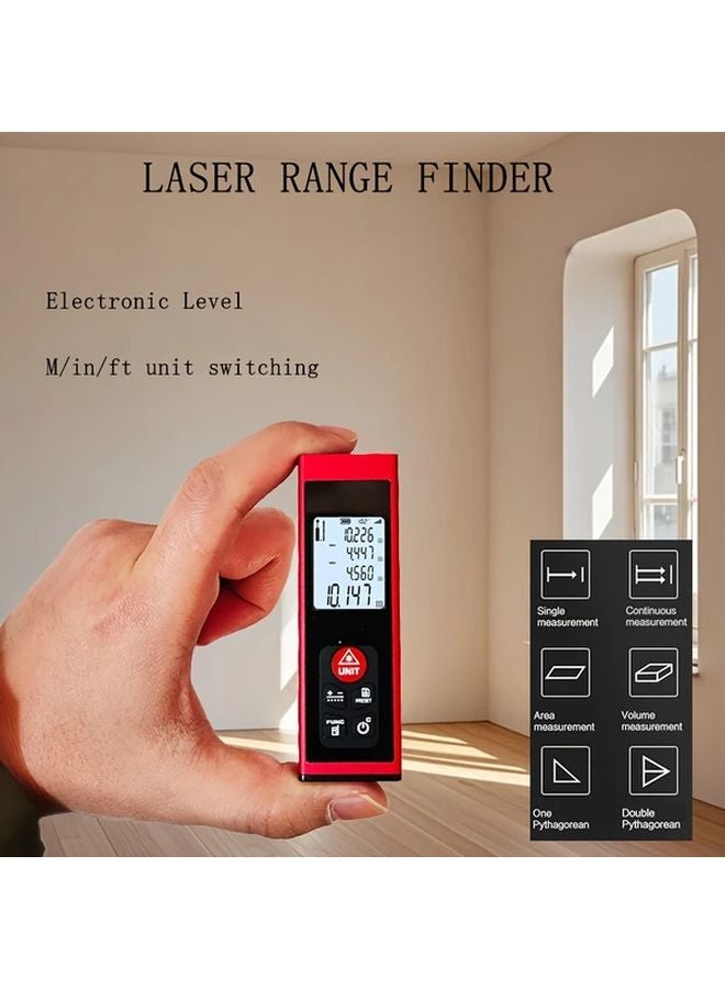 Red Mini Laser Rangefinder 196ft Dual Mode Distance Angle Measurement Portable - Image 2