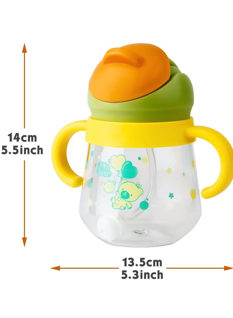 Bebiland Spill-Proof Sippy Cup, Sippy Cup for Baby Months 6+, Weighted Straw Non Spill Cup for Toddlers, Baby Straw Cup with Handles, Spill-Proof, Leak-Proof Soft Spout Cup 260ml, BPA Free (Yellow) - Image 2