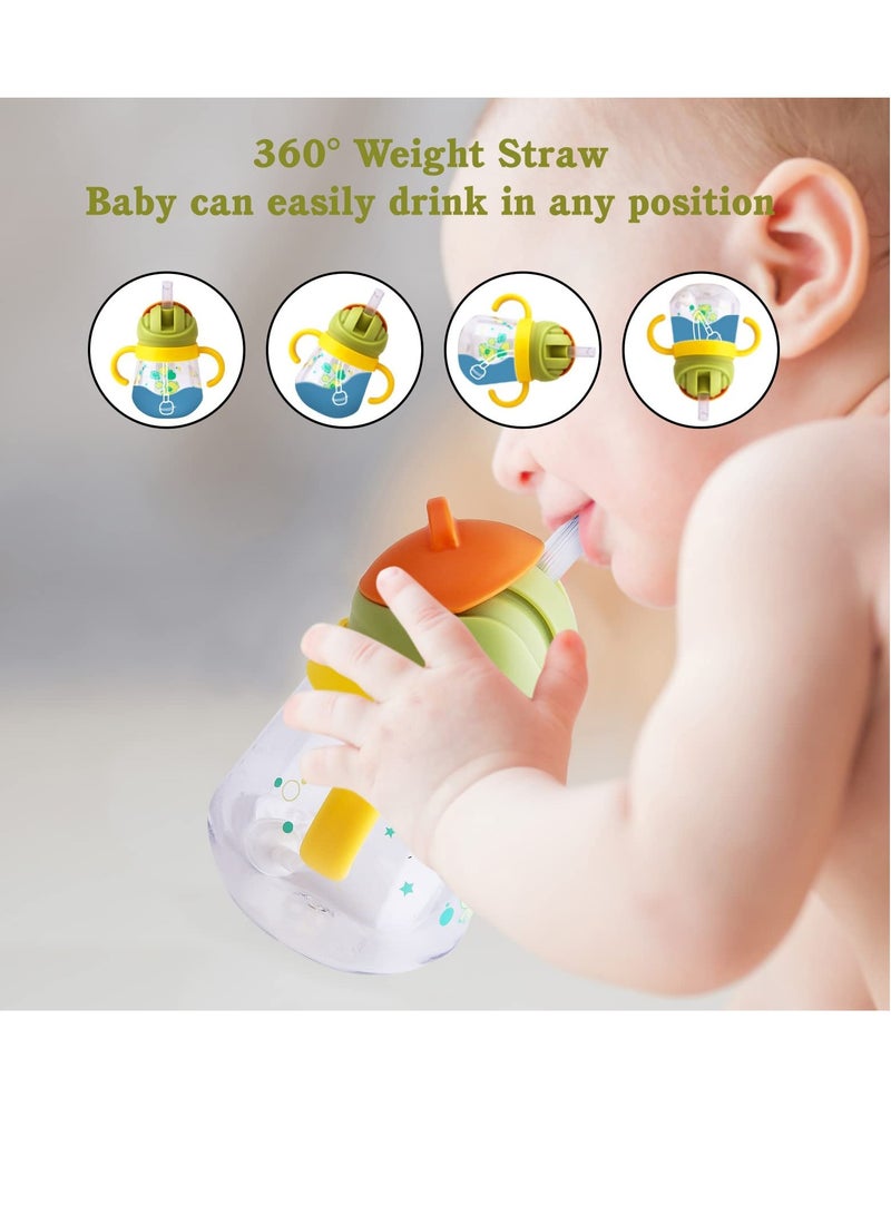 Bebiland Spill-Proof Sippy Cup, Sippy Cup for Baby Months 6+, Weighted Straw Non Spill Cup for Toddlers, Baby Straw Cup with Handles, Spill-Proof, Leak-Proof Soft Spout Cup 260ml, BPA Free (Yellow) - Image 3