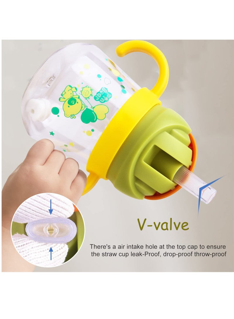 Bebiland Spill-Proof Sippy Cup, Sippy Cup for Baby Months 6+, Weighted Straw Non Spill Cup for Toddlers, Baby Straw Cup with Handles, Spill-Proof, Leak-Proof Soft Spout Cup 260ml, BPA Free (Yellow) - Image 4