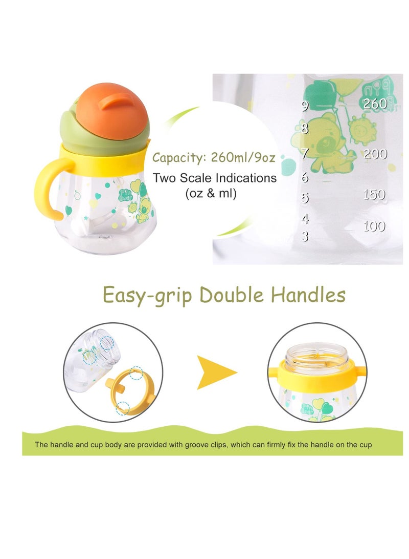 Bebiland Spill-Proof Sippy Cup, Sippy Cup for Baby Months 6+, Weighted Straw Non Spill Cup for Toddlers, Baby Straw Cup with Handles, Spill-Proof, Leak-Proof Soft Spout Cup 260ml, BPA Free (Yellow) - Image 5